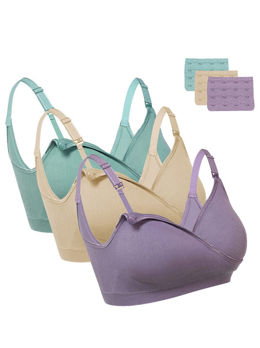 3‑Piece Seamless Nursing Bra Set – Adjustable Full Bust Comfort