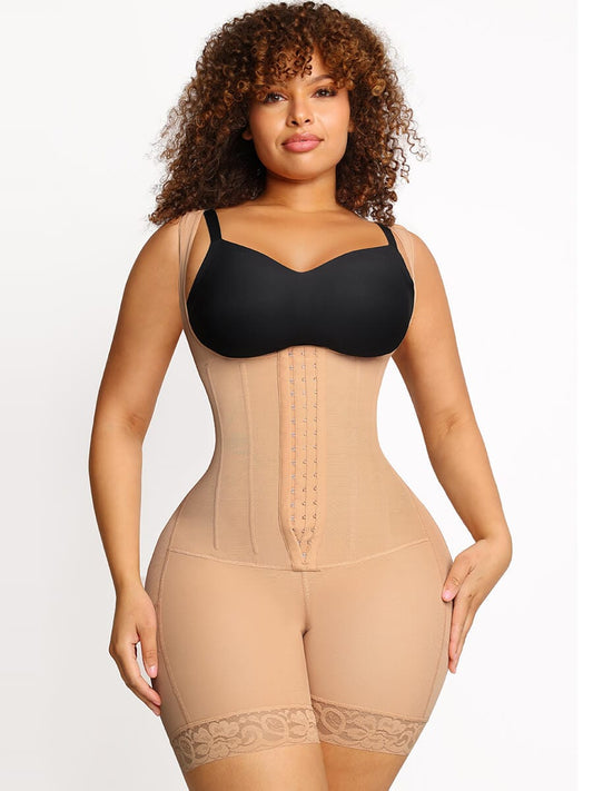 6-Panel Steel Boned Post-Op Shapewear Bodysuit with Tummy Control