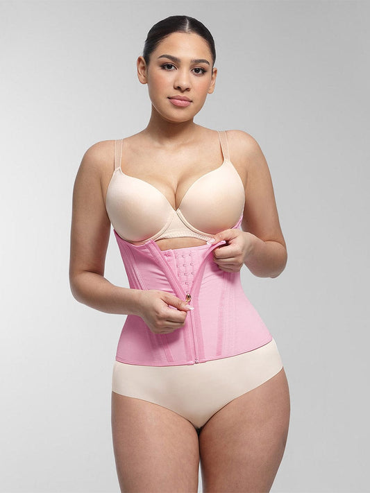 15‑Bone High‑Compression Luxury Waist Trainer with Gold Zippers Adjustable